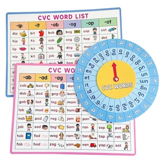 English CVC Words Spelling Matching Memory Game for Kids Kindergarten Phonics Sight Words Turntable Educational Toys