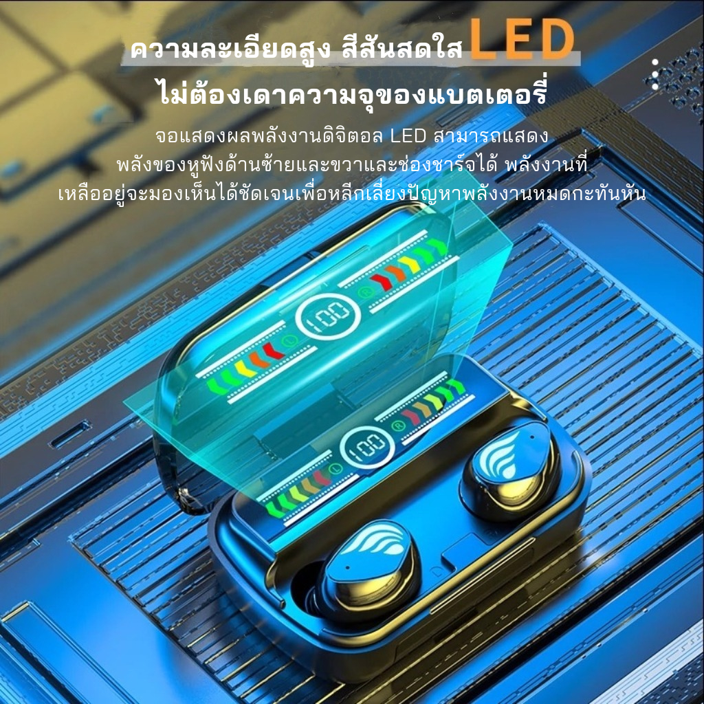 【รับประกัน 1 ปี】หูฟังบลูทูธ จอแสดงผล LED เสียงดี เบสแน่น บลูทูธ 5.3 ควบคุมแบบสัมผัส ลดเสียงรบกวน แบตอึด ใช้งานได้ยาวนาน