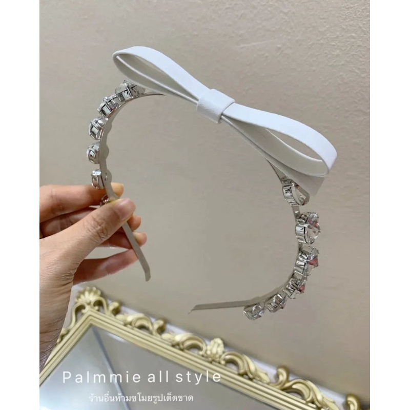 ส่งจากไทย🎀✨ที่คาดผมโบว์หนัง ​ มิวมิว ประดับเพชร​  แบบคุณเป้ย​ และคุณชม น่ารัก​ หวานๆ​ ลูกคุณหนู