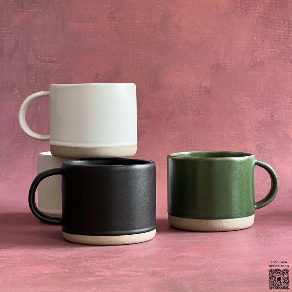 แก้วเซรามิค เซรามิคเนื้อดินผสมเม็ดspeckle ความจุ 360 ml สามารถเข้าไมโครเวฟได้ Mug - AT1CERAMIC
