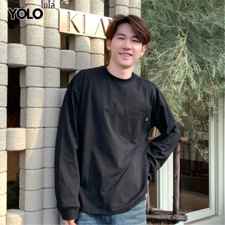 YOLO เสื้อสเวตเตอร์ OVERSIZE เสื้อสเวตเตอร์โอเวอร์ไซส์ สีฟอก เสื้อผ้าคอตตอน แนวสตรีท 2406