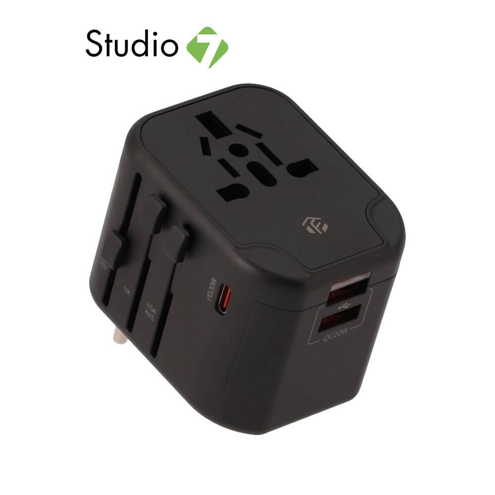 หัวแปลงปลั๊กไฟ TECHPRO Multifunction Universal Travel Adapter 20W (TP-UA01) Black by Studio7