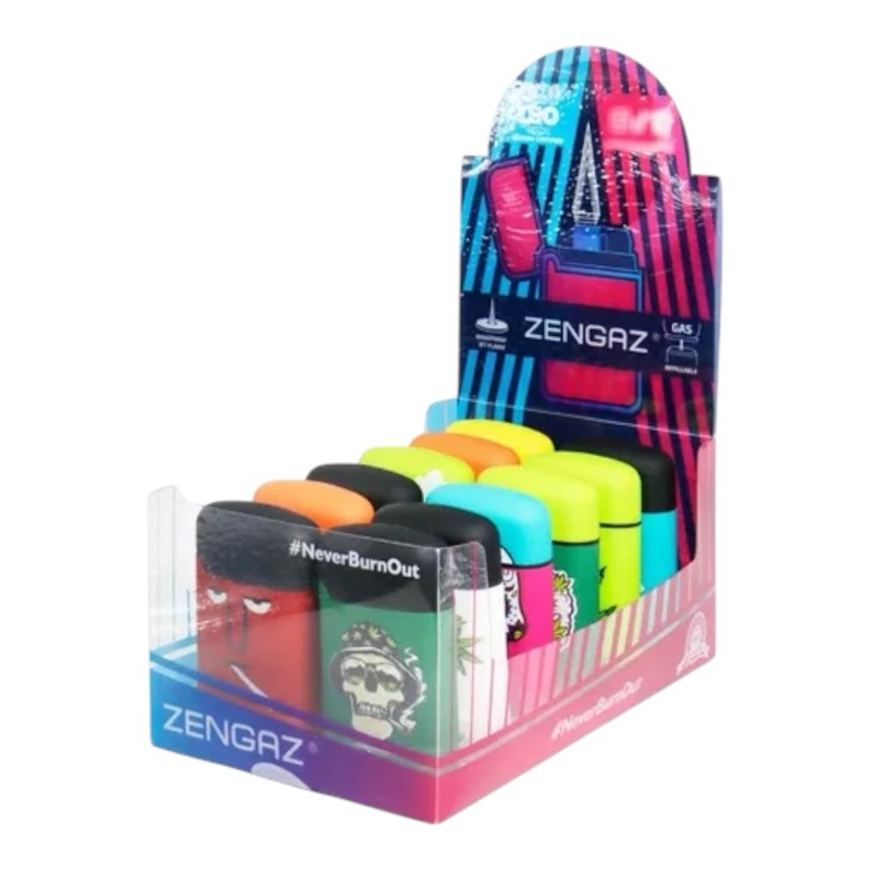 ไฟฟู่ Zengaz ยกกล่อง12ชิ้น(คละลาย) แบบเติมแก๊ส   (ขณะส่งไม่มีแก๊สเติมไปให้)