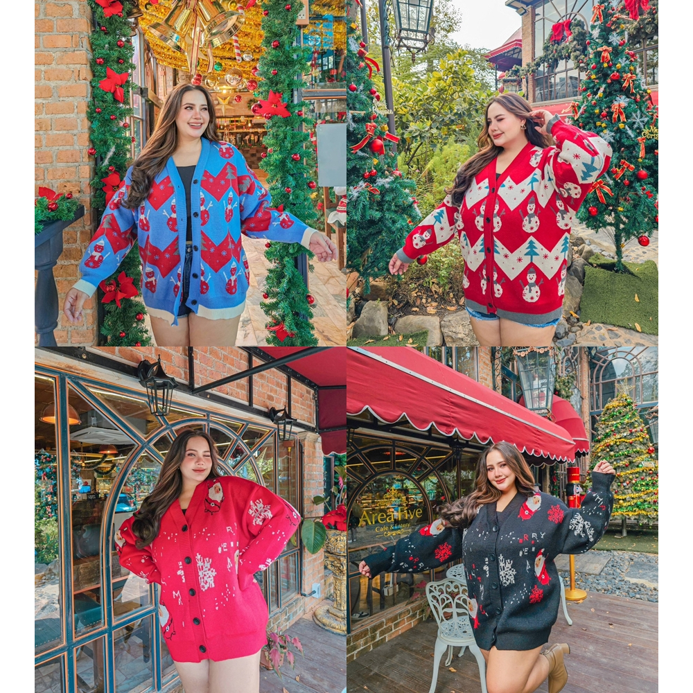 เสื้อไหมพรม ลายคริสต์มาส ไหมพรมเนื้อดีนุ่มมาก น้องน่ารักมาก ห้ามพลาดเลยนร้า เสื้อผ้าสาวอวบอ้วน พลัสไซส์ ไซส์ใหญ่