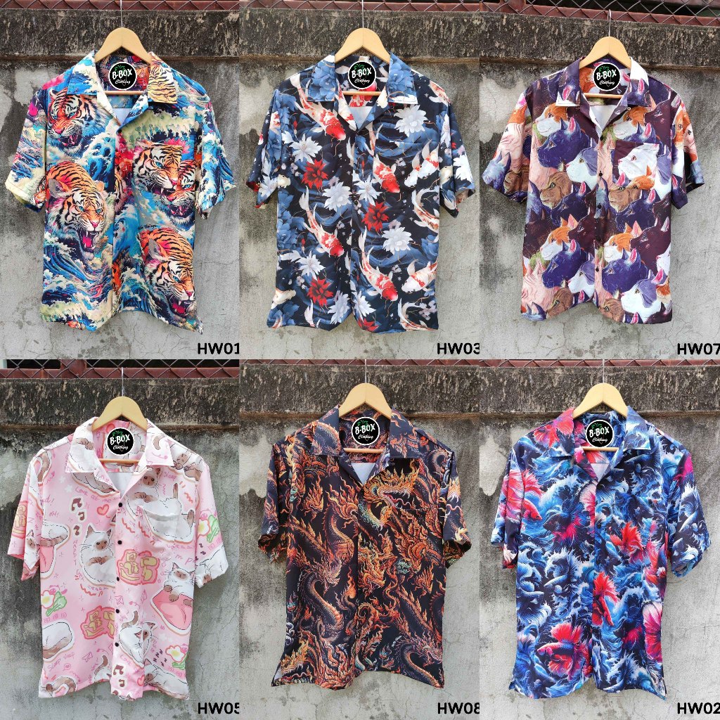เสื้อฮาวาย เสื้อเชิ้ต M-L-XL ลายคมชัด ผ้านุ่มเกรดพรีเมี่ยม สินค้าพร้อมส่ง