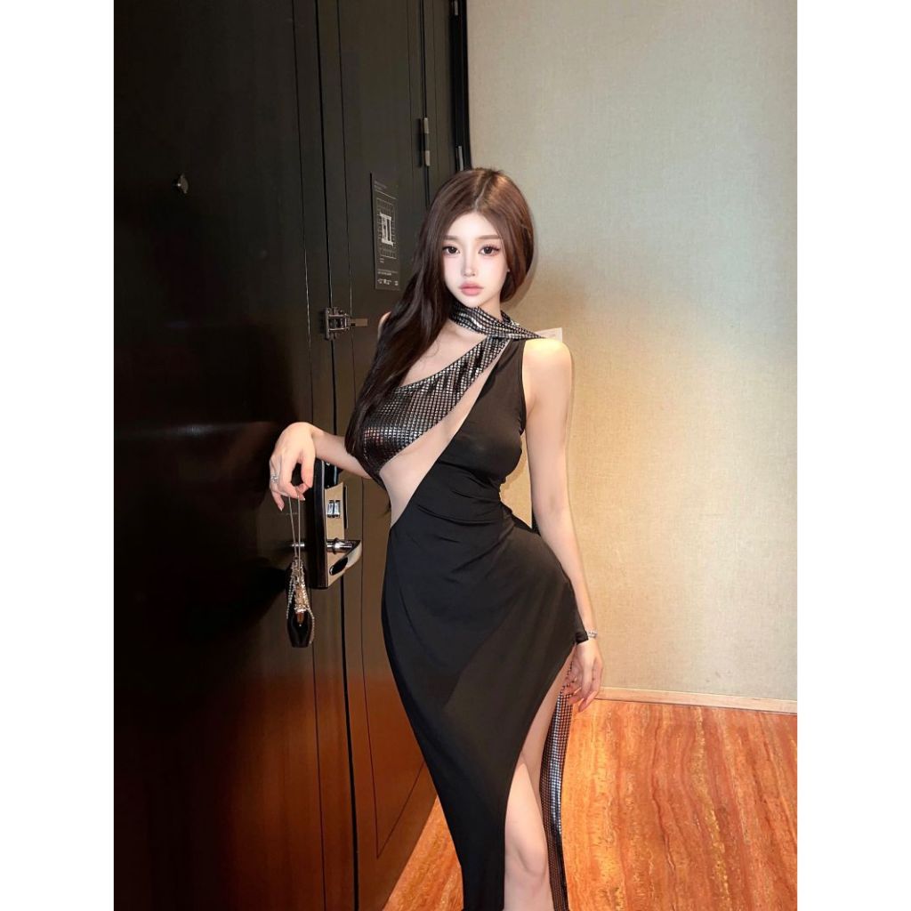 พร้อมส่ง ชุดเดรสยาว ชุดราตรี สีดำ สวย เซ็กซี่ แหวกข้าง แซ่บมาก งานนำเข้า - รูปที่ 2