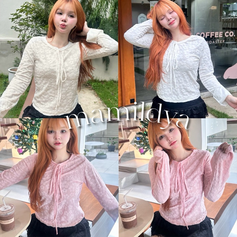 Mamildya.shop เสื้อแขนยาว ผ้านำเข้า ผ้านิ่มใส่สบาย/L3-4 /NUSA-นูนดอก