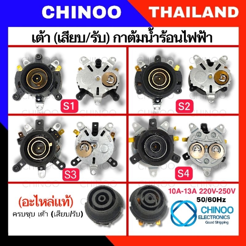 (S1-S6) เต้ารับ เต้าเสียบ ฐานซ็อกเก็ต กาต้มน้ำไฟฟ้า 10A- 13A 250V  เทอร์โมสตัทกาน้ำร้อน สวิทช์ควบคุมความร้อนกาน้ำร้อน