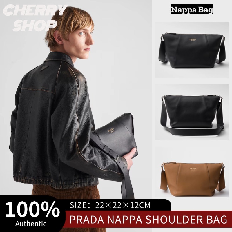 [Men's Bags] 🍒Prada Leather Shoulder Bags 🍒กระเป๋าสะพายข้าง & กระเป๋าสะพายข้างผู้ชาย