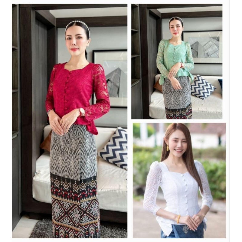 เสื้อลูกไม้คอหัวใจ งานเรียบหรูสวยมาก อัดผ้ากาวเรียบร้อย ใส่ได้ทุกโกาส