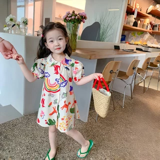 PRINCESS KESLI ชุดเดรส ลายกราฟฟิตี สำหรับเด็กผู้หญิง 1-9 ปี