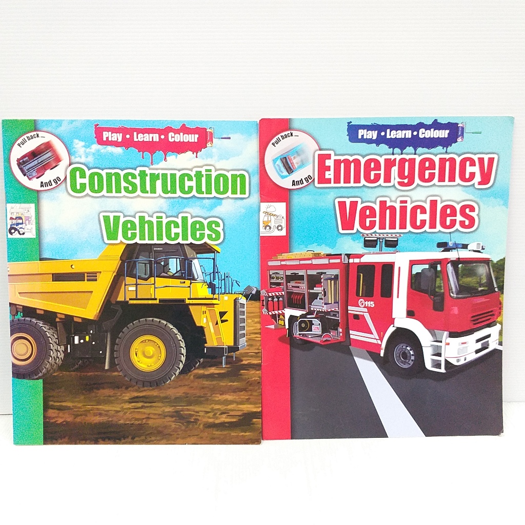 Construction Vehicles , Emergency Vehicles สมุดระบายสี Colouring Book ปกอ่อน