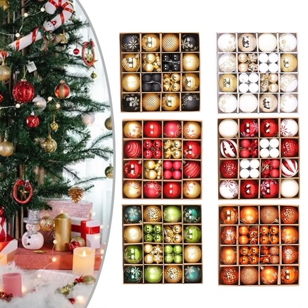 เซ็ทลูกบอลตกแต่งต้นคริสต์มาส (44ชิ้น) ลูกบอลตกแต่งต้นคริสต์มาส ของตกแต่งเทศกาลคริสต์มาส