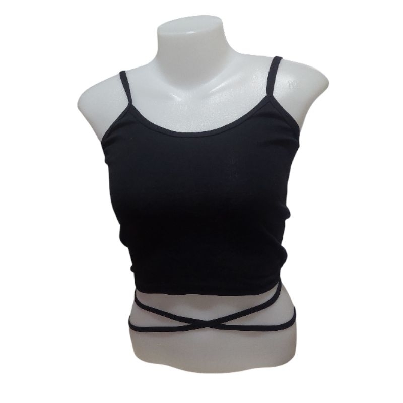 เสื้อสายเดี่ยวครอปไขว้ผูกหลังเลือก ไขว้พันเอว และผูกหลัง ครอปเก๋ๆ ขนาดฟรีไซด์ อกยืดได้ 30-34 ใส่แนบตัว เข้ารูป - รูปที่ 4