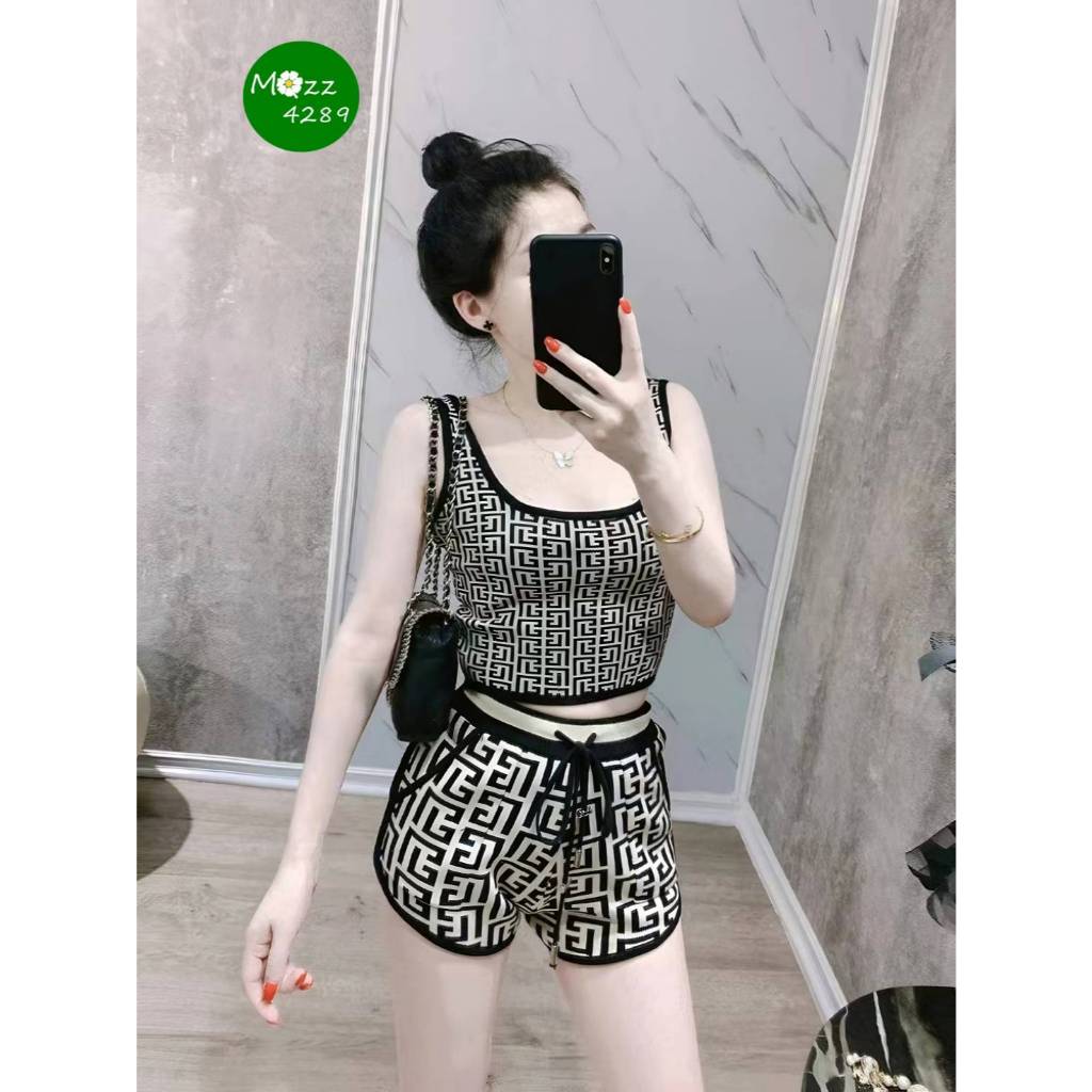 MQzz4289 พร้อมส่ง ชุดเซ็ท 2 ชิ้น เสื้อกล้าม กางเกงขาสั้น สวยๆ Freesize