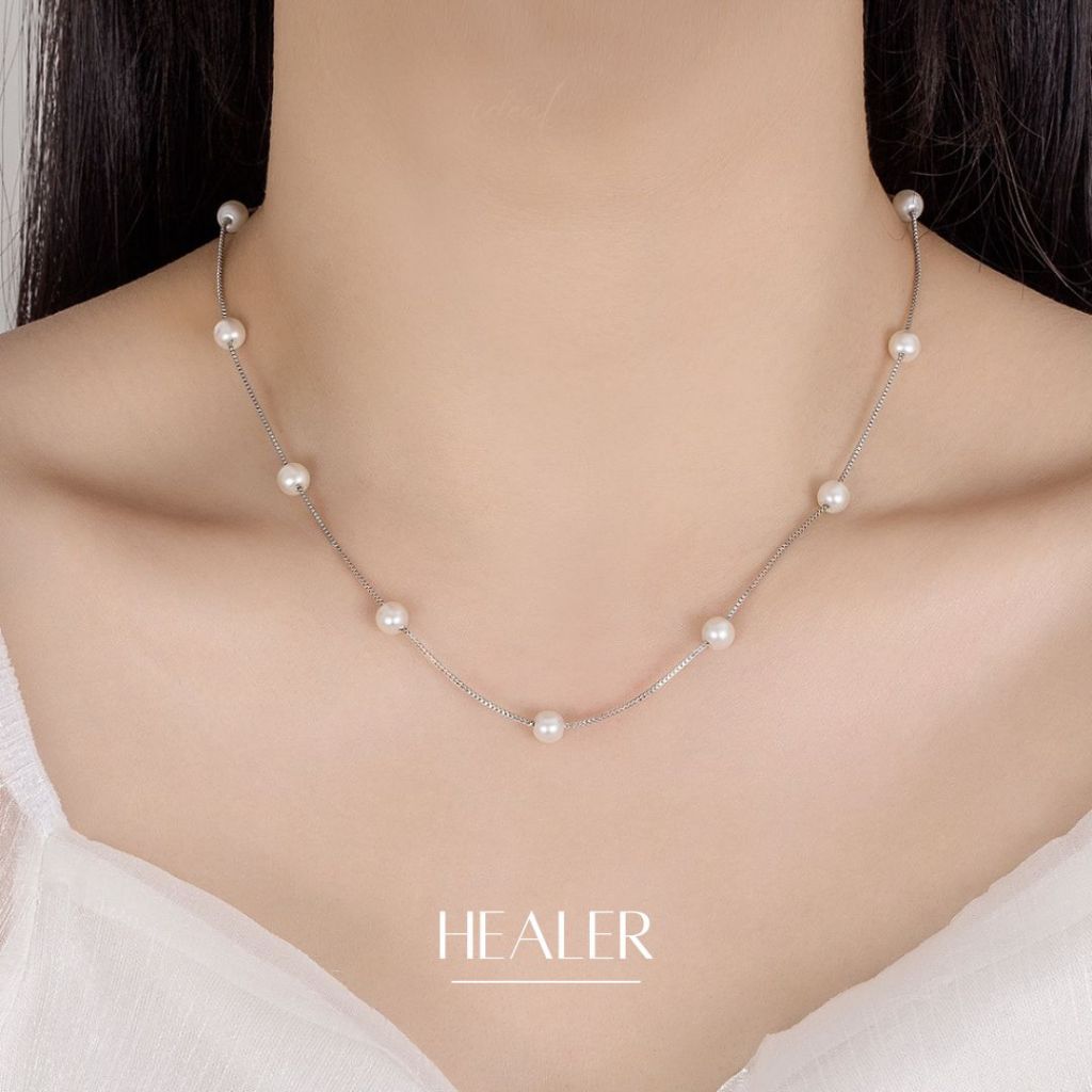 iDEAL สร้อยมุกแท้ Healer สร้อยมุก สร้อยเงิน925 ไข่มุกสีขาว สร้อยไข่มุก สร้อยคอเงิน Valentine ของขวัญ