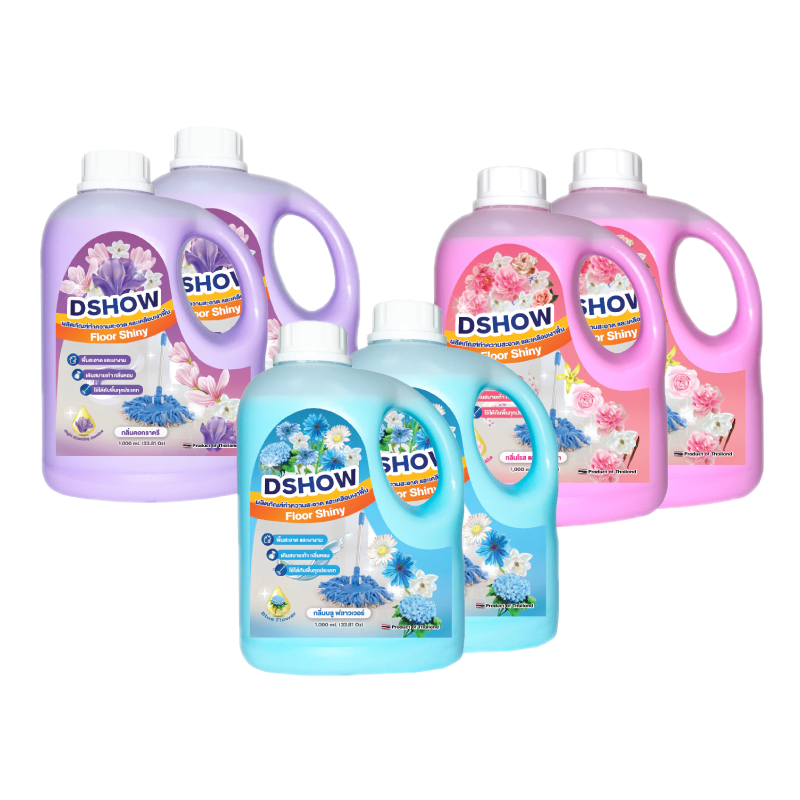 DShow น้ำยาถูพื้น เคลือบเงาพื้น แบบหูหิ้ว Floor Shiny ขนาด 1000มล. แพ็คคู่ x2