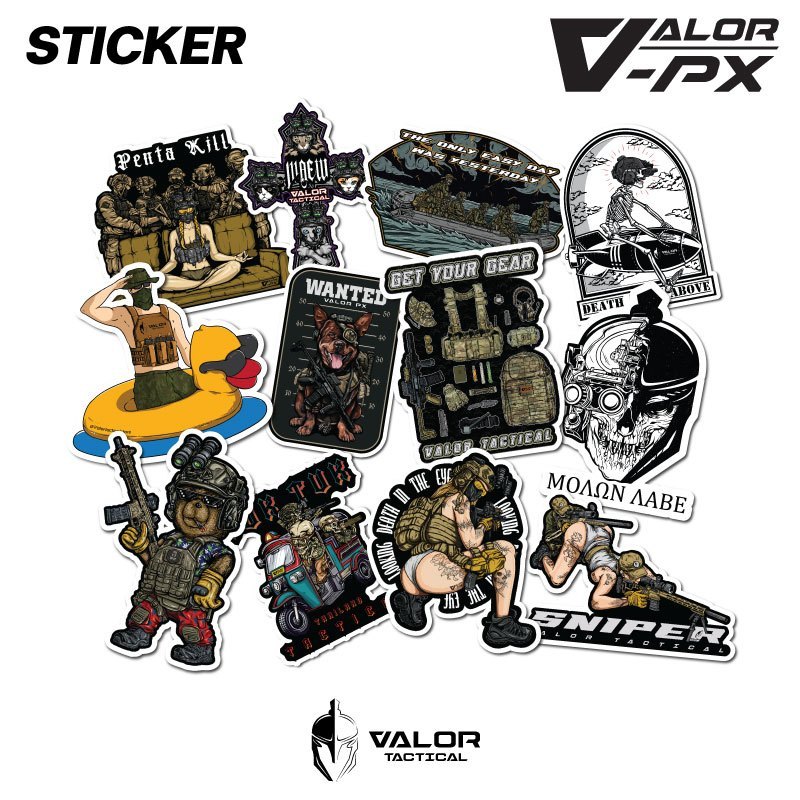Valor PX - Sticker สติกเกอร์ กันน้ำ สติ๊กเกอร์ติดรถ 12 ลายให้เลือก แนว Tactical สําหรับติดตกแต่งรถ ขวดน้ำ