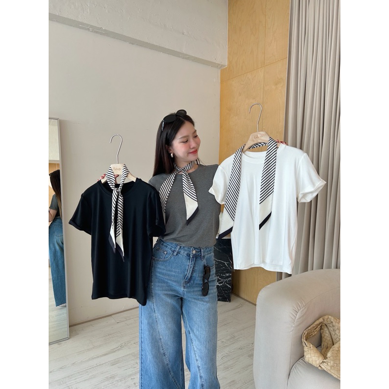 tshopofficial เสื้อ Round neck + FREE!! ผ้าพันคอ