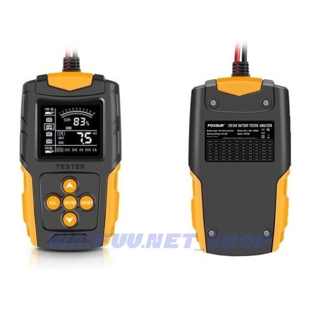 Foxsur รุ่น FBT-200 12V 24V เครื่องวิเคราะห์ทดสอบแบตเตอรี่ วัดค่า CA CCA แบตรถยนต์ มอเตอร์ไซค์ ทุกชนิด จอLCD ของแท้