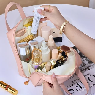 กระเป๋าเครื่องสำอาง หนัง PU กันน้ำ จุของได้เยอะ พร้อมที่จับ อเนกประสงค์ แบบพกพา