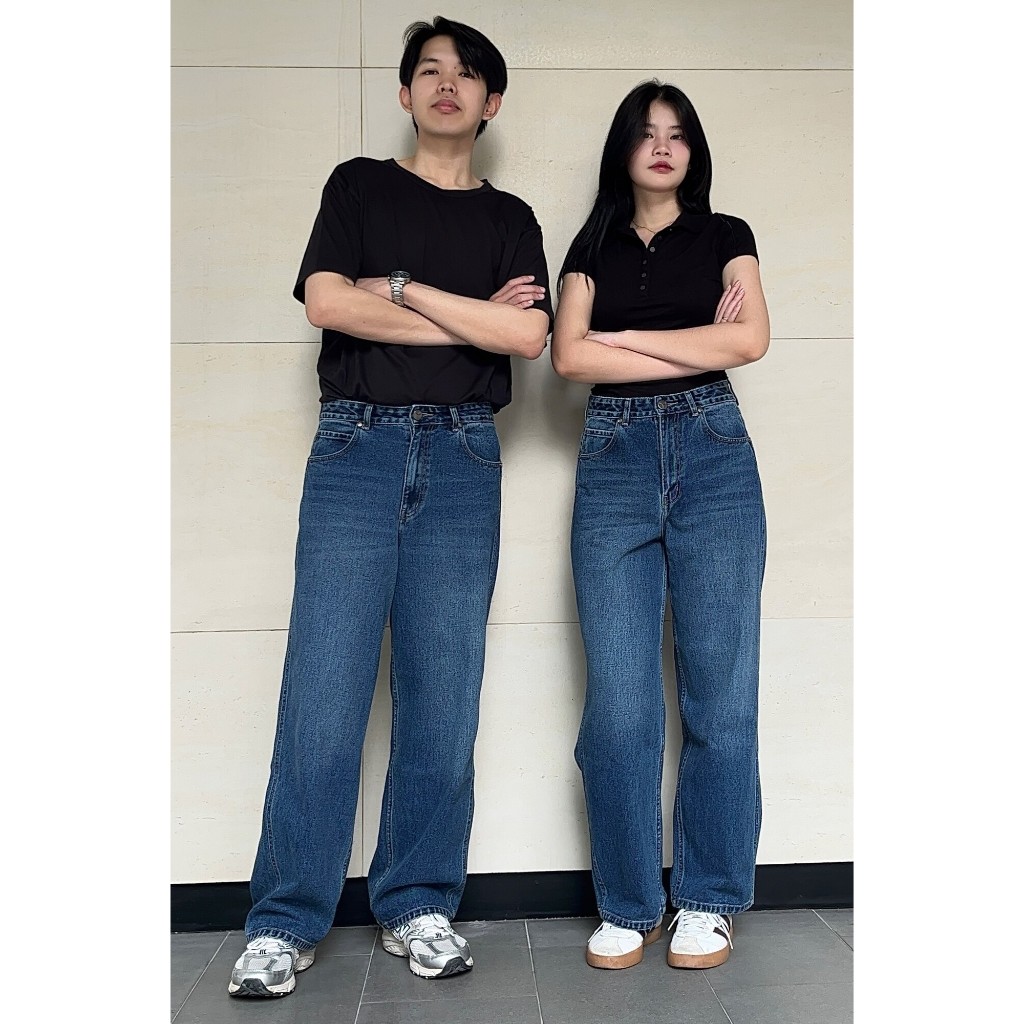 T3193 TBY Jeans กางเกงยีนส์ผู้หญิง ขากระบอกยาว สีฟอกไบโอเข้ม
