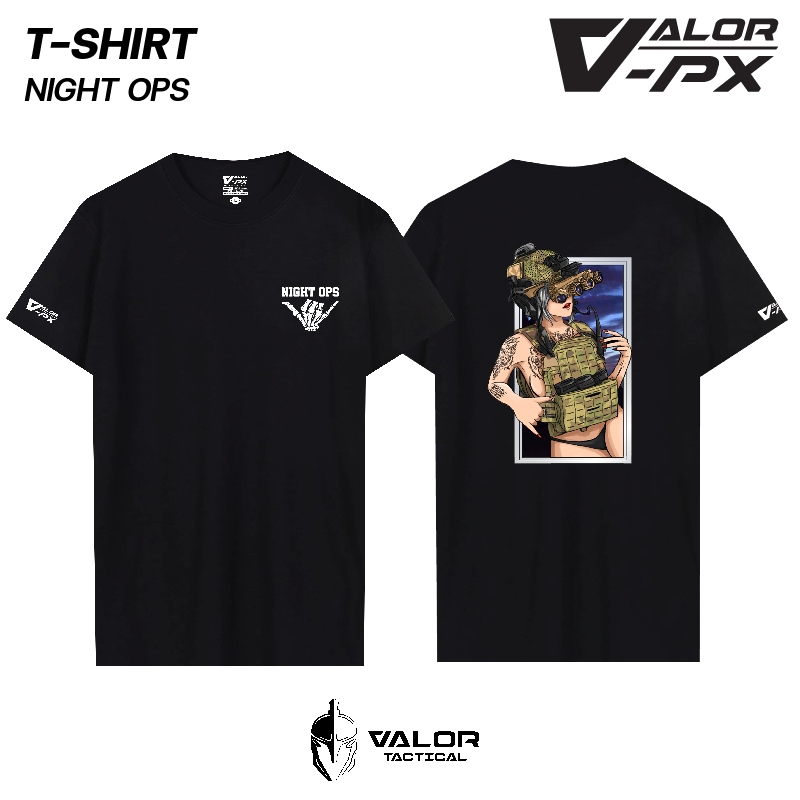 Valor PX - Night OPS T-Shirt 2024 เสื้อยืด สกรีนลาย tactical เสื้อสกรีนลายกราฟิก ผ้าระบายอากาศ ไม่อับชื้น
