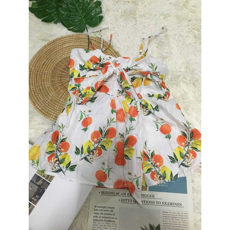 เสื้อสายเดี่ยว มือ1 สม็อคหลัง อก29-36 ยาว 20" (ZB2402-1163)