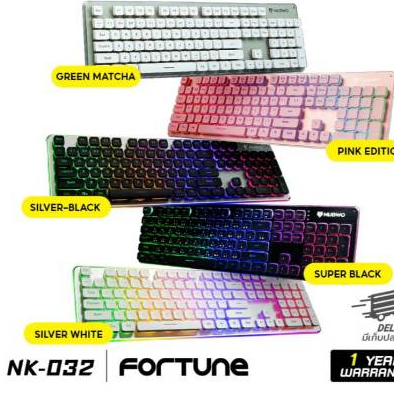 Nubwo Gaming Keyboard Fortune NK-32 คีย์บอร์ดเกมมิ่ง ไฟรุ้ง7สี(TH/EG) กล่องไม่สวย