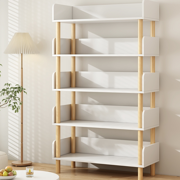 Living ชั้นวางหนังสือ Shelves ผลิตจากไม้เเท้ ชั้นวางของใส่ของ ชั้นเก็บของอเนกประสงค์ มีรั้วกั้น เเข็งเเรงทนทาน