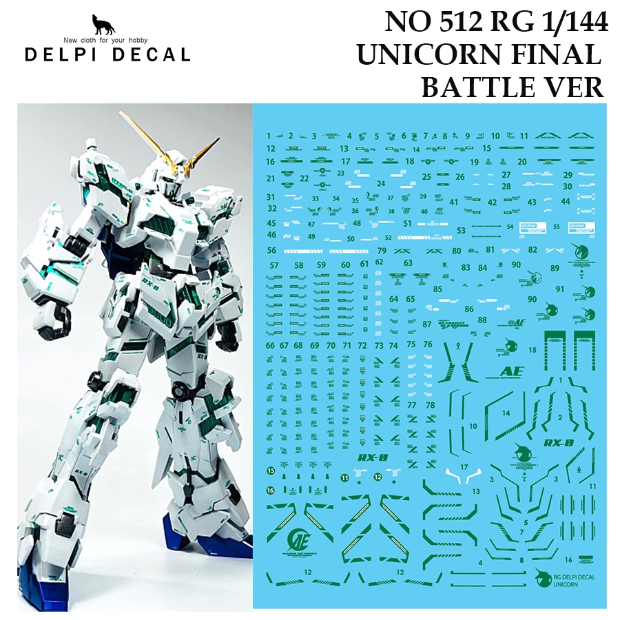 [DELPI DECAL] 512 RG 1/144 UNICORN FINAL BATTLE VER GUNDAM WATER SLIDE DECAL