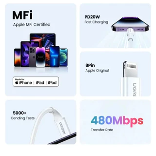 UGREEN รุ่น US171 สายชาร์จไอโฟน Type C to Lightning มาตรฐาน MFI สายยาว 1-2 เมตร