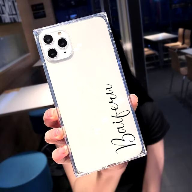 เคสไอโฟนขอบเหลี่ยม [สกรีนชื่อ] Series 13/12/11 เคสนิ่มทั้งอัน