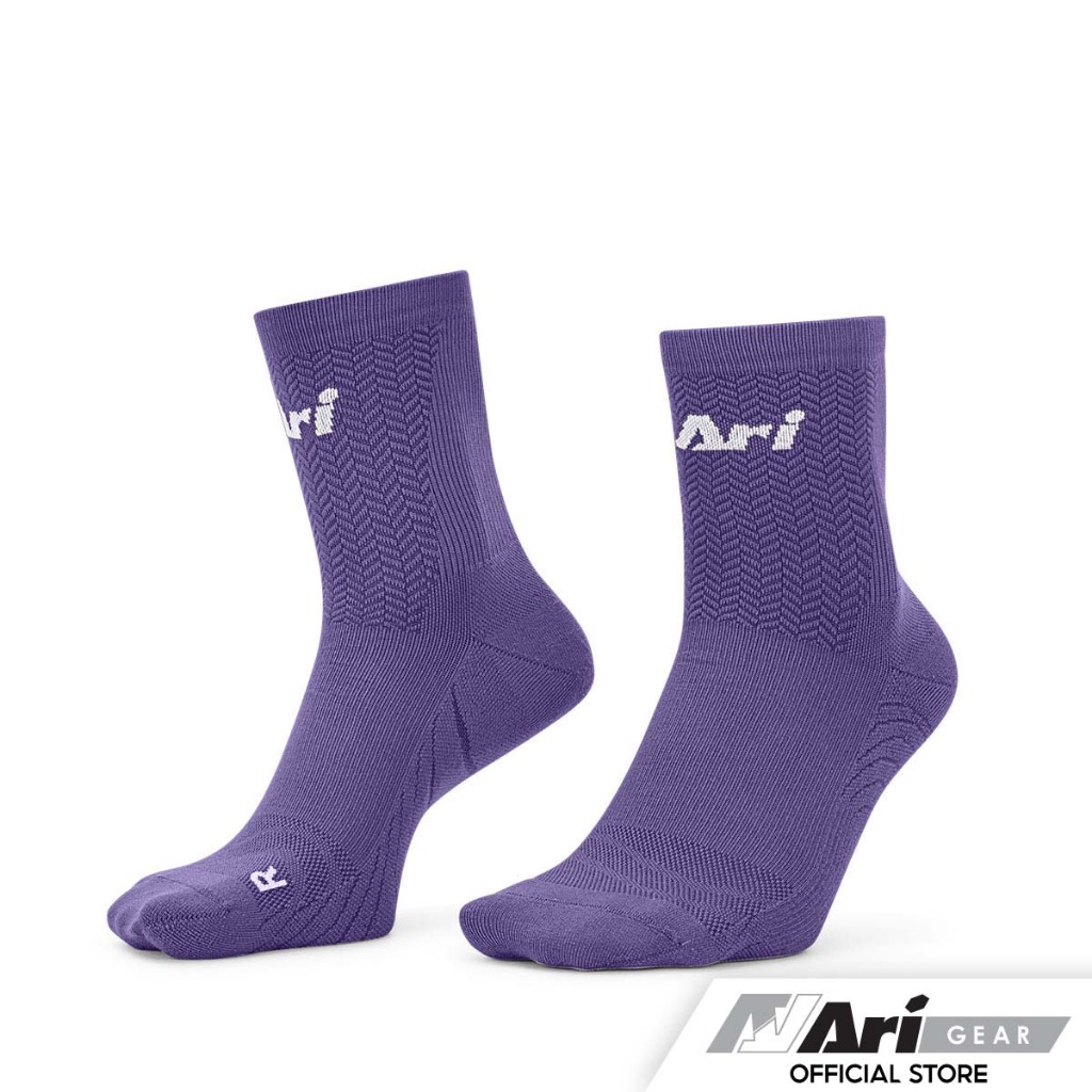 ARI TERRY QTR RUNNING SOCKS - VIOLET/WHITE/VIOLET