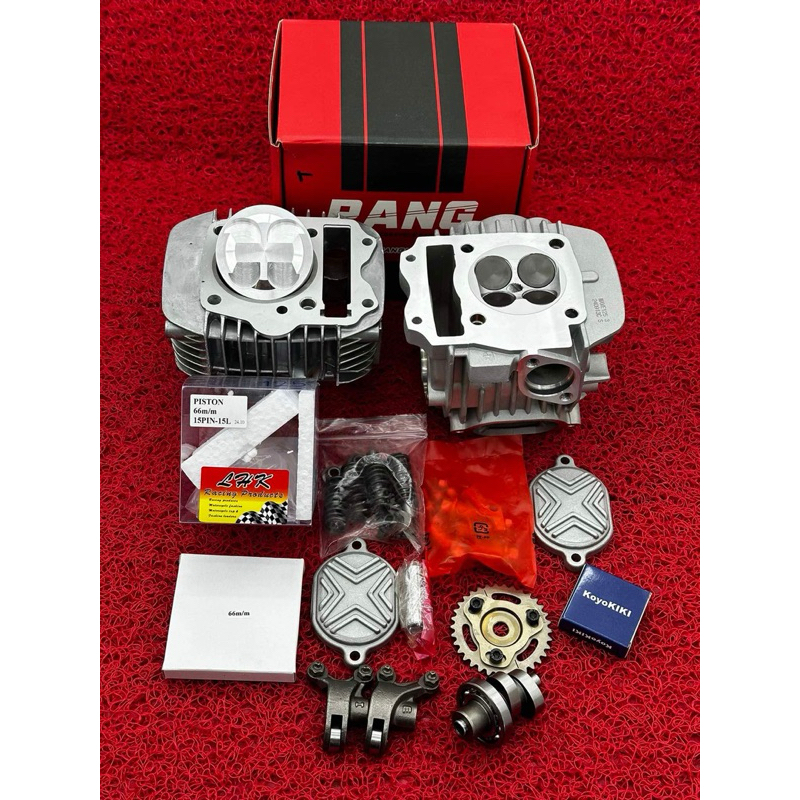 ชุดเสื้อฝา125ลูก66/4วาวปลอกยาวใส่ได้ถึงชัก7มิลลูกLHKสลัก15มิลวาล์ว22-25ฝาสูบRANGใส่125คาร์บูและ125iร