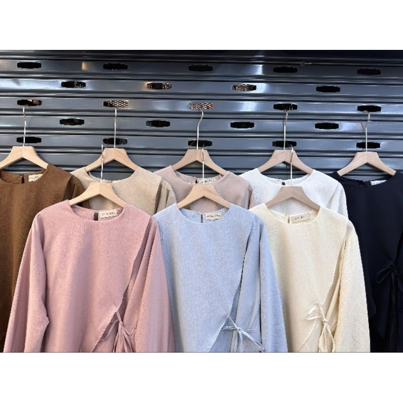 🚨ON#J883 เสื้อแขนยาว เสื้อคอกลมไขว้หน้า ดีไซน์เรียบหรู  #แฟชั่นสาวมุสลิม#เสื้อผ้าอิสลาม#เสื้อแขนยาว