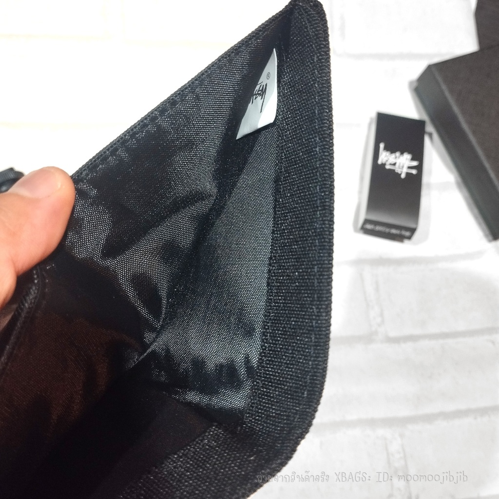 Stussy กระเป๋าสตางค์ 2พับ+กล่อง+การ์ด+ช่องใส่เหรียญ แบบเรียบ โลโก้เรียบ