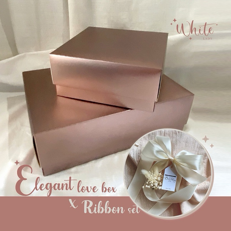 ✨𝑬𝒍𝒆𝒈𝒂𝒏𝒕 𝑩𝒐𝒙 + 𝑹𝒊𝒃𝒃𝒐𝒏 𝑺𝒆𝒕 เรียบหรู พร้อมแมทช์คู่สีตามใจคุณ✨ • น้องกล่องเปล่า [ไม่ตกแต่งนะคะ]
