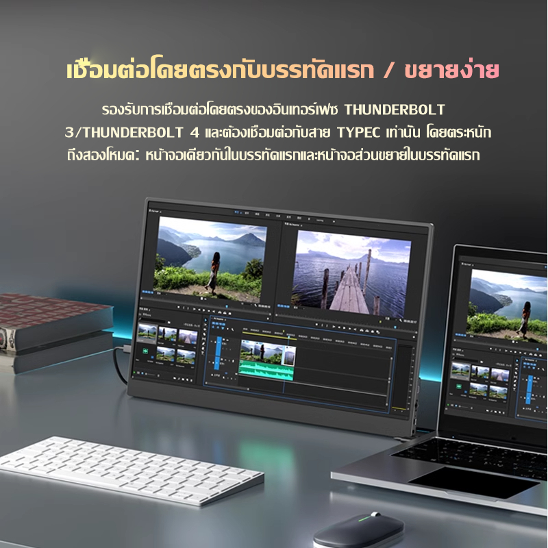Rantoper จอภาพแบบพกพา IPS รุ่นสัมผัส 15.6 นิ้ว Full HD 1080P เหมาะสําหรับแล็ปท็อป PS5 สวิตช์ Xbox ด้วยสาย USB-C, HDMI
