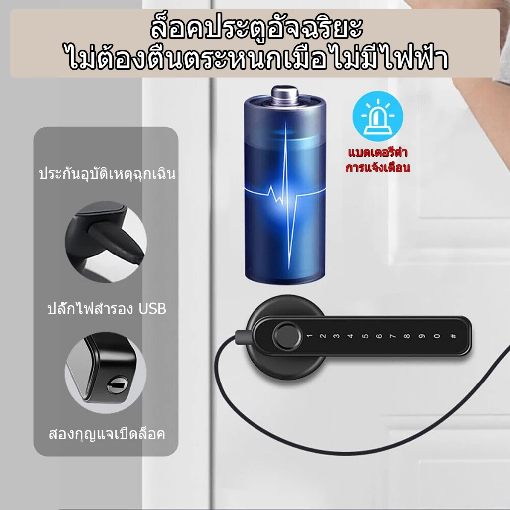 ล็อคประตูอัจฉริยะระบบลายนิ้วมือพร้อมที่จับและคีย์บอร์ด - รูปที่ 1