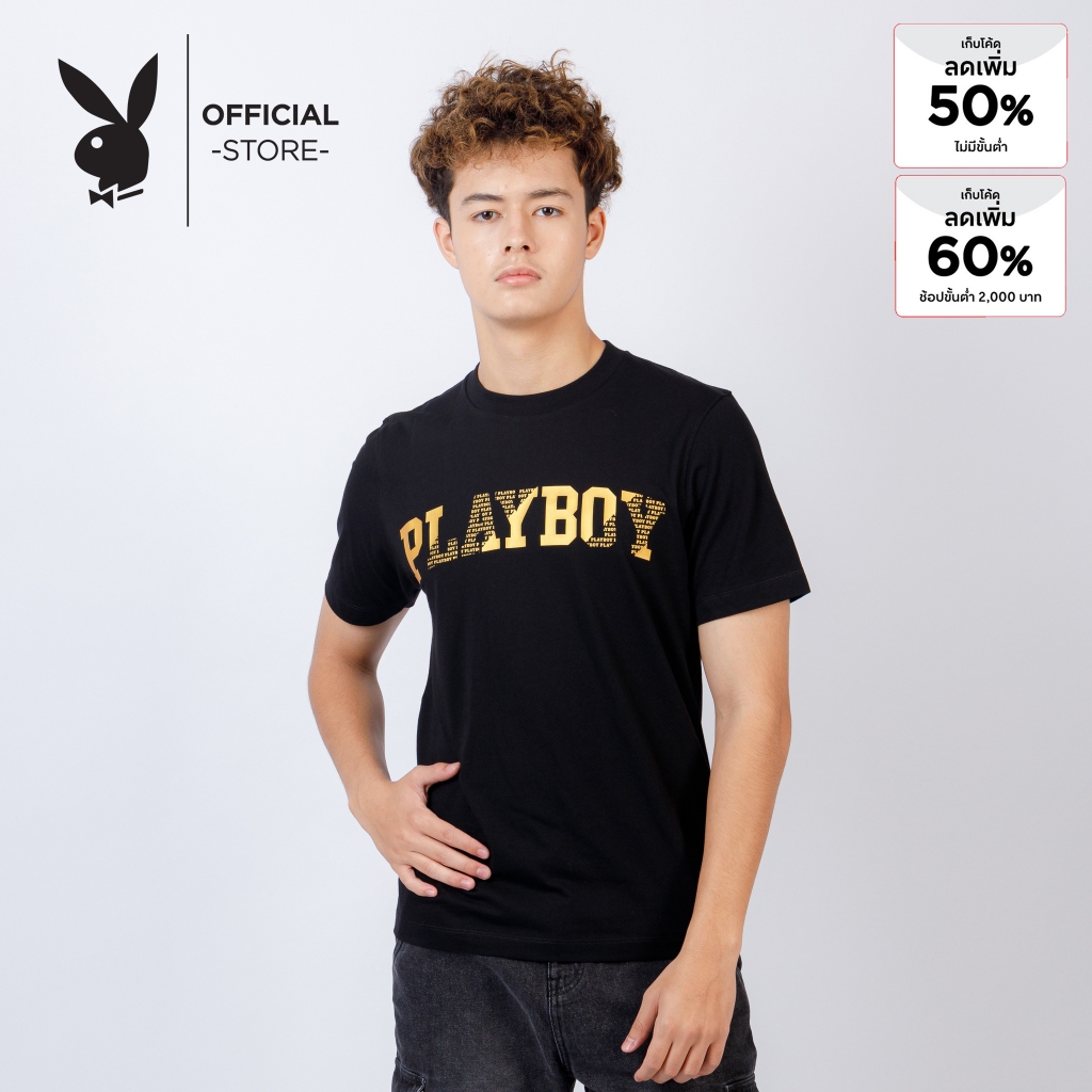 PLAYBOY เสื้อผ้าผู้ชาย/เสื้อ/เสื้อยืด รุ่น P1MT249TF154BK