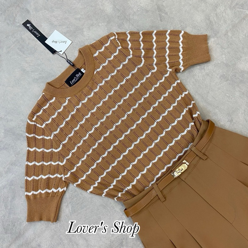 Lover's Shop เซ็ท3ชิ้นเสื้อถัก กางเกงผ้าสูทอัดกาว