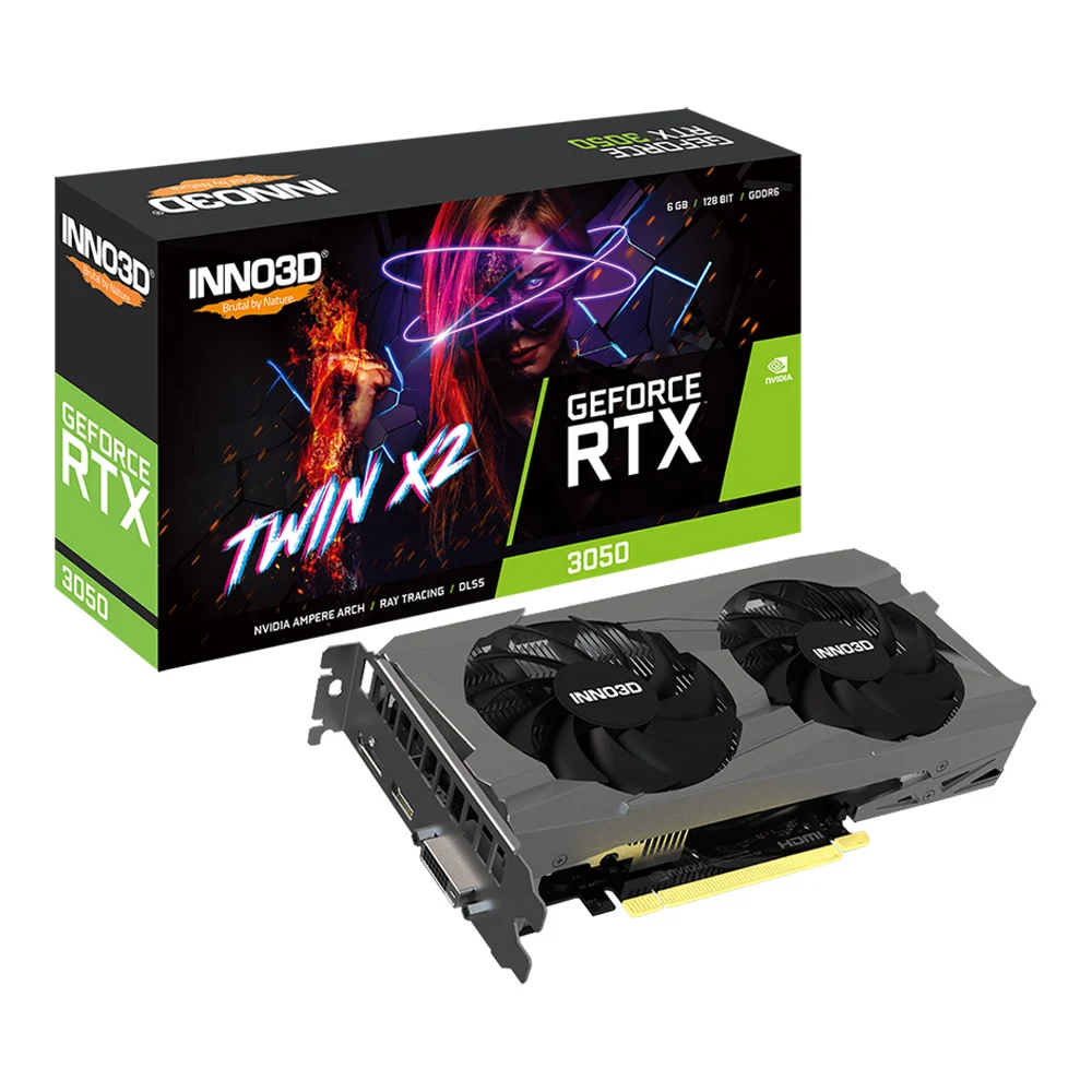 VGA (การ์ดแสดงผล) INNO3D GEFORCE RTX 3050 TWIN X2 - 6GB GDDR6 (N30502-06D6-1711VA60)