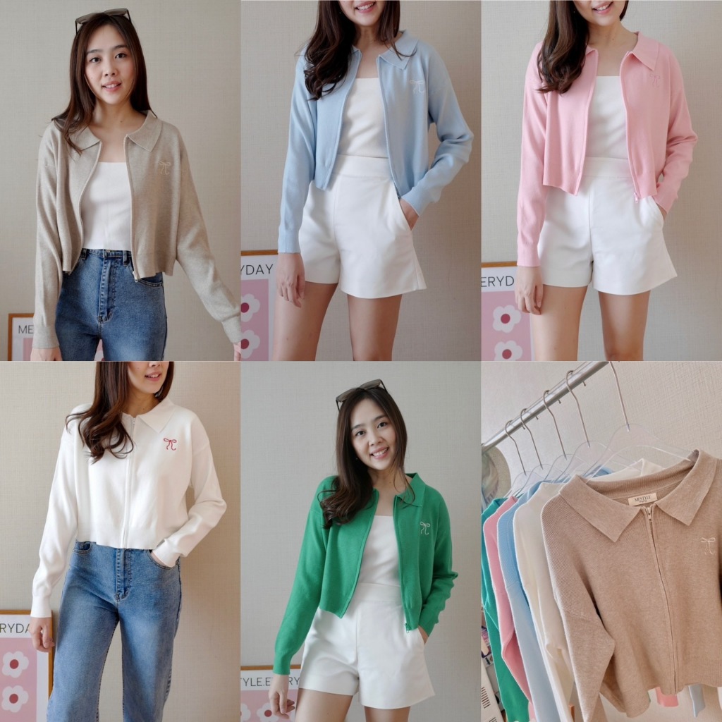 Vine knit top เสื้อไหมพรม เนื้อนุ่มสบายตัวแบบสุด ซิปอย่างดี สีเดียวกับตัวเสื้อ ใส่คลุมหรือเดี่ยวก็ได้