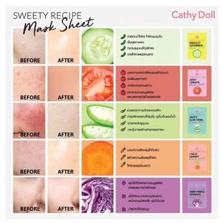 มาร์คหน้า เคที่ดอลล์ Yogurt Cathy Doll โยเกิร์ตมาสก์ชีท และ แผ่นมาส์กหน้า Cathy Doll Sweety Recipe Mask Sheet 25g