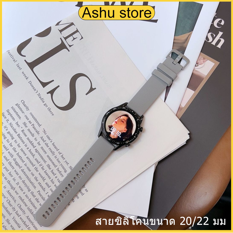 Samsung Galaxy Watch Band 20มม.22มม.,Samsung Galaxy Watch Active/2/42มม.,สายนาฬิกาซิลิโคนสีทึบAmazfit GTR 47มม./GTR2/2e/
