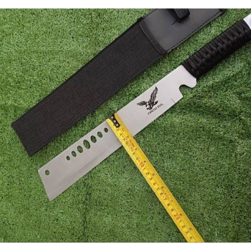 อุปกรณ์พกพามีดเดินป่า รุ่น MLS-80 ใบเลสด้าไม้ หัวตัด มีดสปาต้า มียาว ขนาด (49cm)