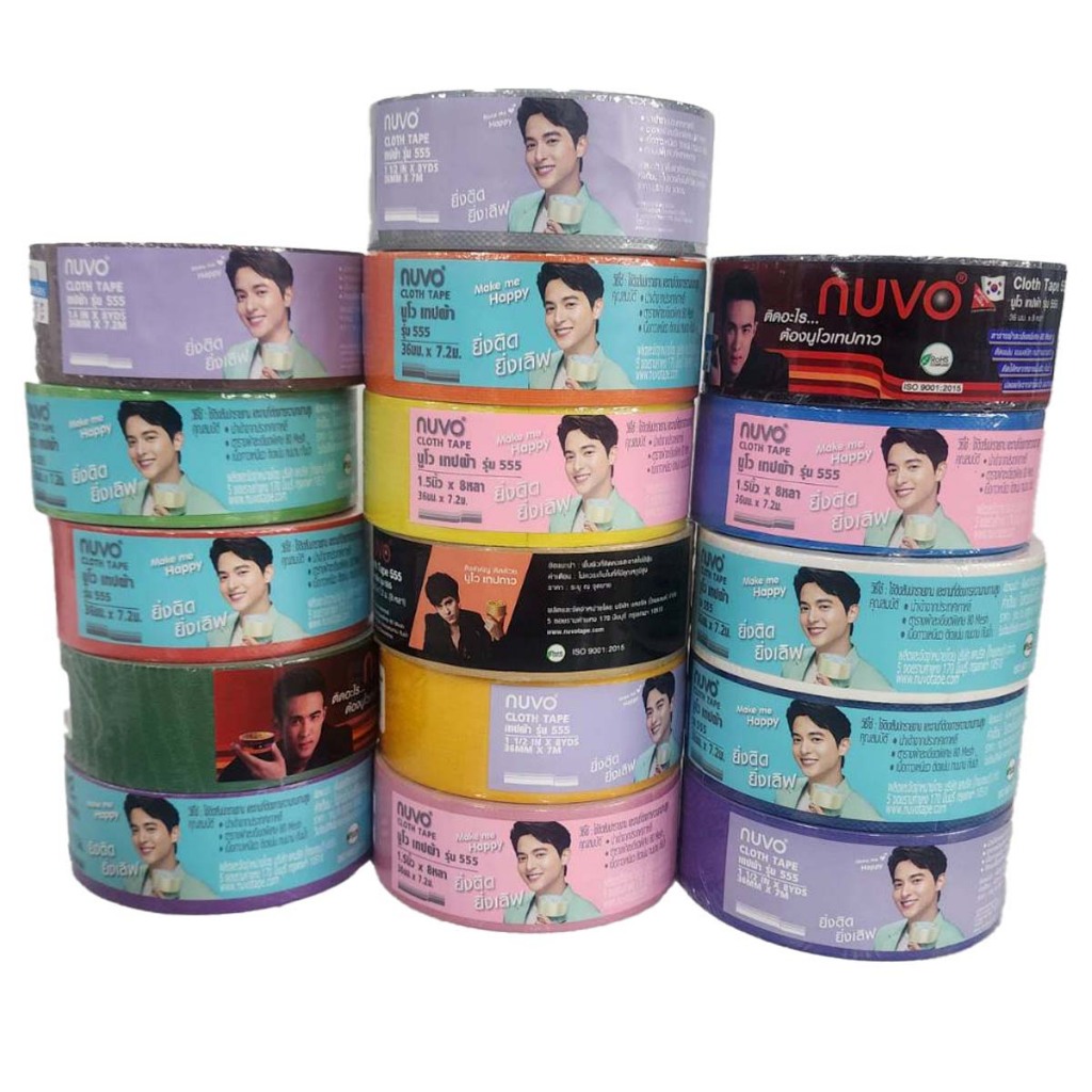 เทปผ้ากาว Nuvo 1.5 นิ้ว ขนาด 36 มม.  x  8 หลา มีหลายสีให้เลือก