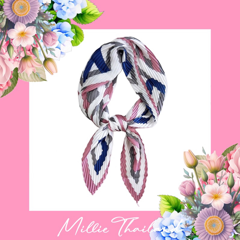ผ้าพันคออัดพลีท By Millie Thailand