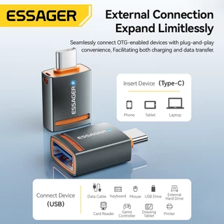 Essager อะแดปเตอร์ OTG USB เป็น Type-C Micro USB เป็น L 5A 2A ชาร์จเร็ว ถ่ายโอนข้อมูล